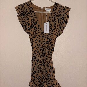 Lovers + Friends Tan and Black Leopard Dress